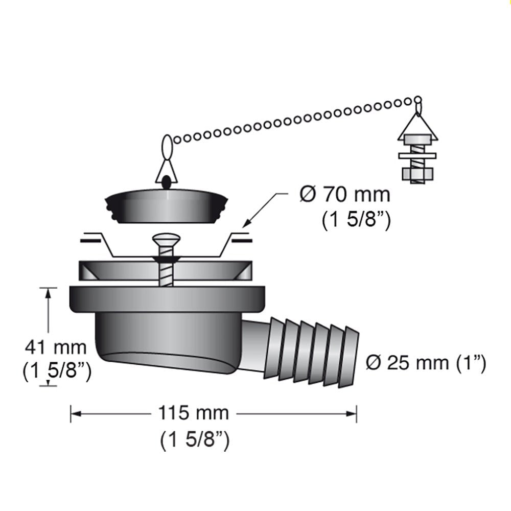 Scandvik Low Profile Drain Stopper - 1" Outlet - Marine Parts OnlyMarine Plumbing & VentilationScandvik