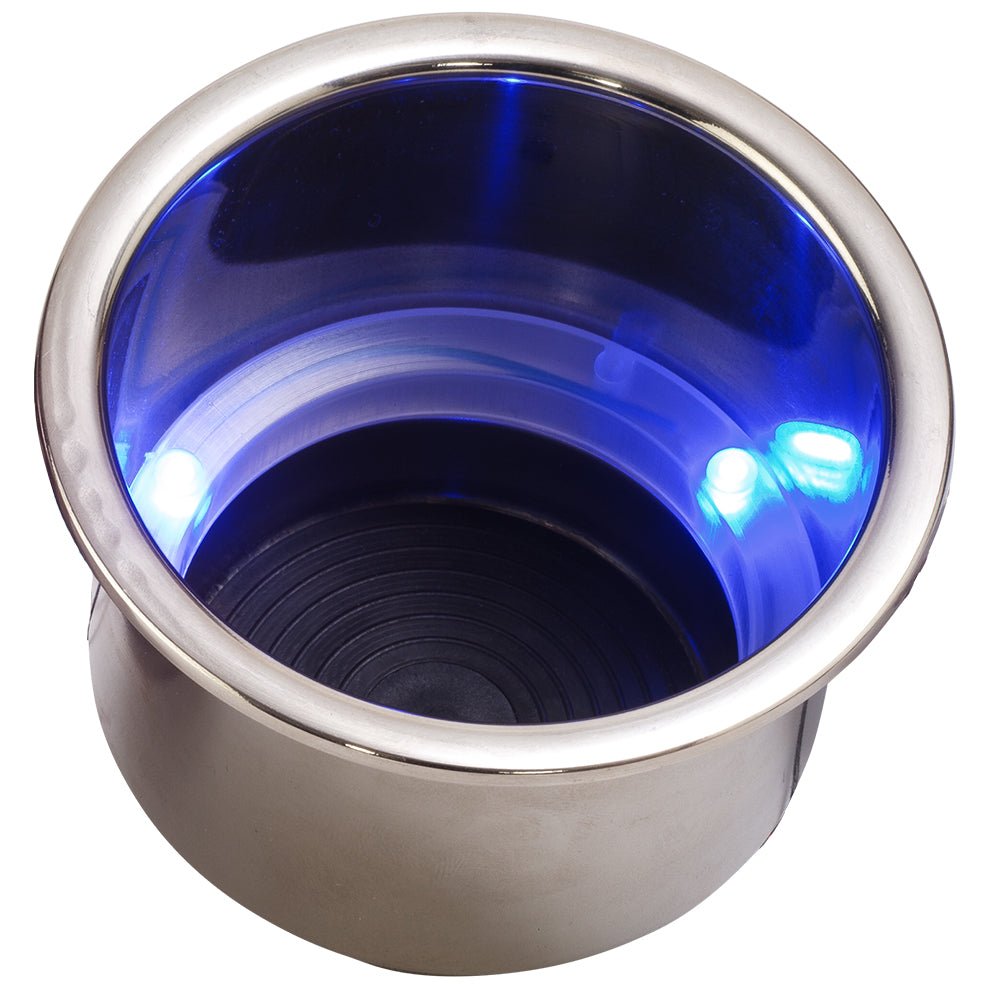 Sea - Dog LED Flush Mount Combo Drink Holder w/Drain Fitting - Blue LED - Marine Parts OnlyBoat OutfittingSea - Dog