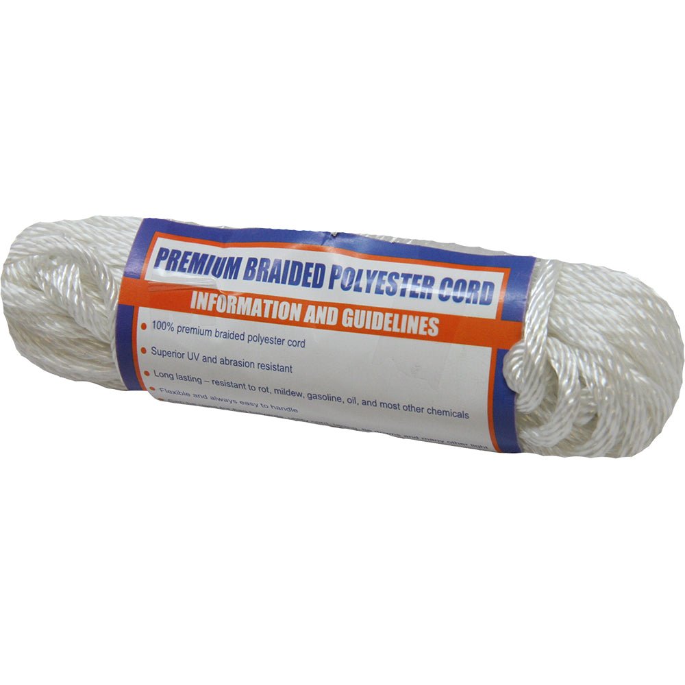 Sea - Dog Solid Braid Polyester Cord Hank - 5/32" x 50&39; - White - Marine Parts OnlyBoat OutfittingSea - Dog