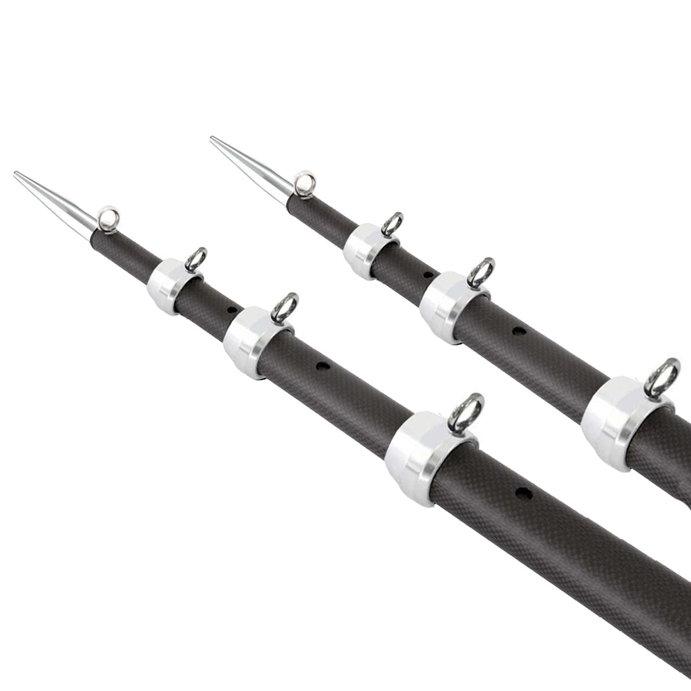 Tigress XD 3k Carbon Fiber Telescoping Outrigger Poles - 18 feet - Matte Black/ Silver - Pair - Marine Parts OnlyHunting & FishingTigress