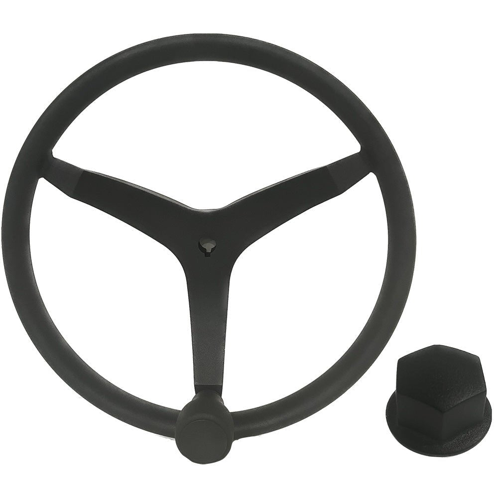 Uflex - V46 - 13.5" Stainless Steel Steering Wheel w/Speed Knob & Chrome Nut - Black - Marine Parts OnlyMarine HardwareUflex USA