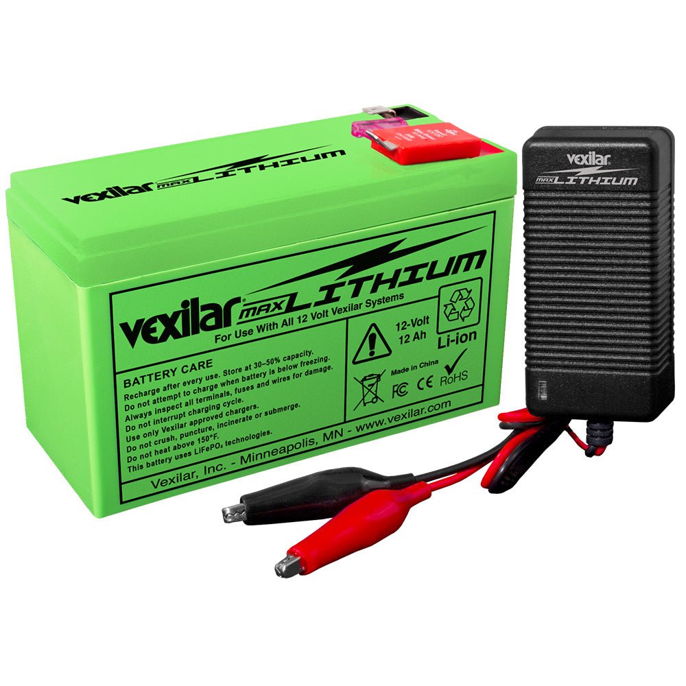 Vexilar 12V - 12 AH MAX Lithium Battery w/V - 420L Rapid Charger - Marine Parts OnlyCampingVexilar