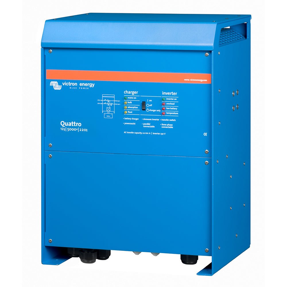 Victron Quattro Inverter/Charger 12 VDC - 5000W - Dual 100AMP 120VAC Inputs - Auto Transfer Switch - 200AMP Battery Charger - Stackable - Marine Parts OnlyElectricalVictron Energy