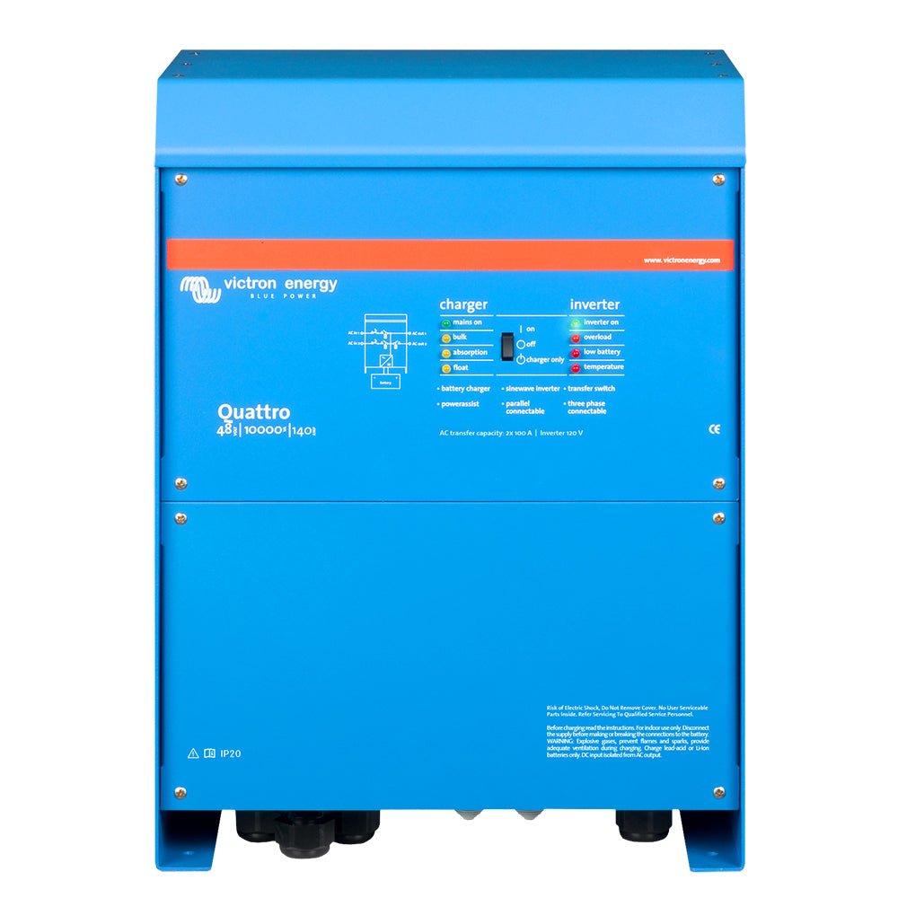 Victron Quattro Inverter/Charger 48 VDC - 10,000W - Dual 100AMP 120V AC Inputs - Auto Transfer Switch - 140AMP Battery Charger - Stackable - Marine Parts OnlyElectricalVictron Energy