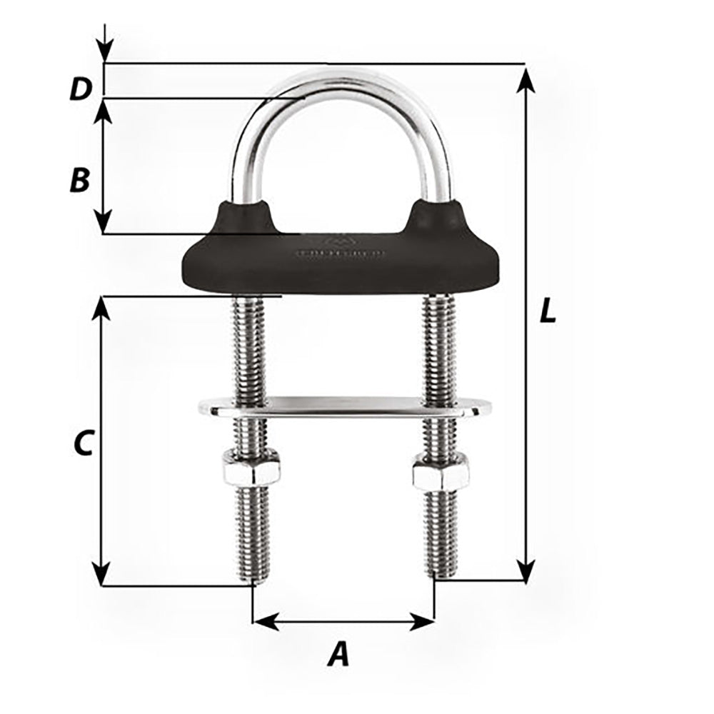 Wichard Black Watertight U - Bolt - 12mm Diameter - 15/32" - 130mm Length - 5 - 1/8" - Marine Parts OnlySailingWichard Marine