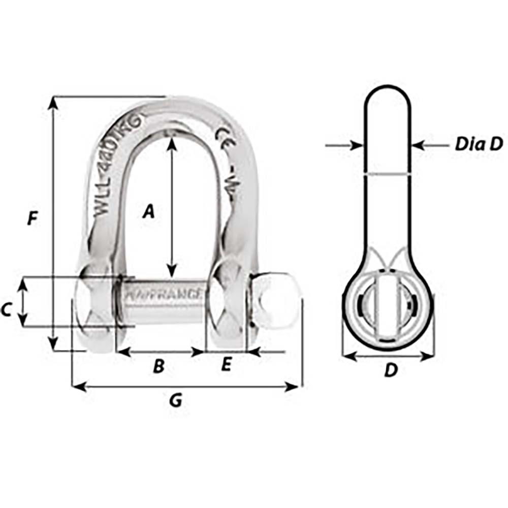 Wichard Captive Pin D Shackle - Diameter 10mm - 13/32" - Marine Parts OnlySailingWichard Marine