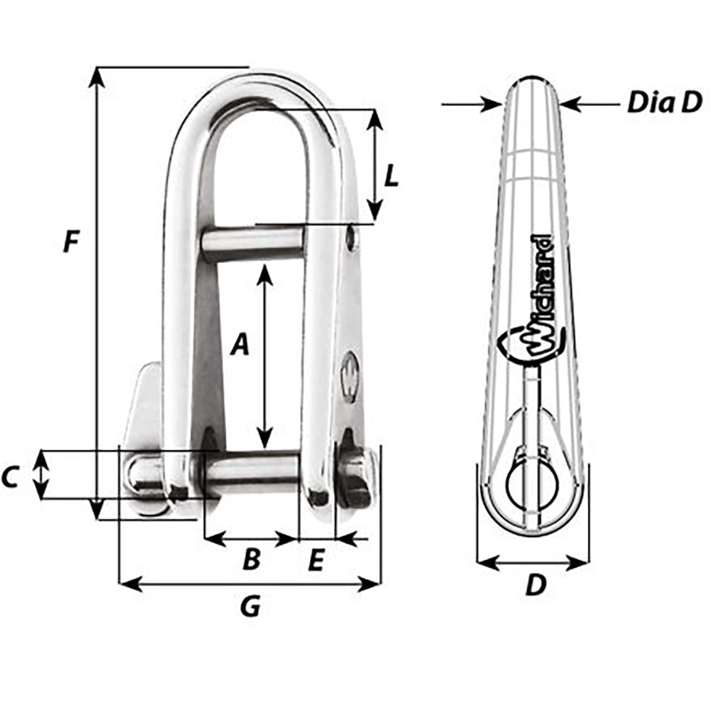 Wichard HR Key Pin Shackle With Bar - 5mm Pin Diameter - Marine Parts OnlySailingWichard Marine