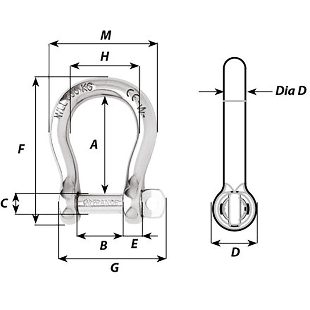 Wichard Not Self - Locking Bow Shackle - 20mm Diameter - 25/32" - Marine Parts OnlySailingWichard Marine