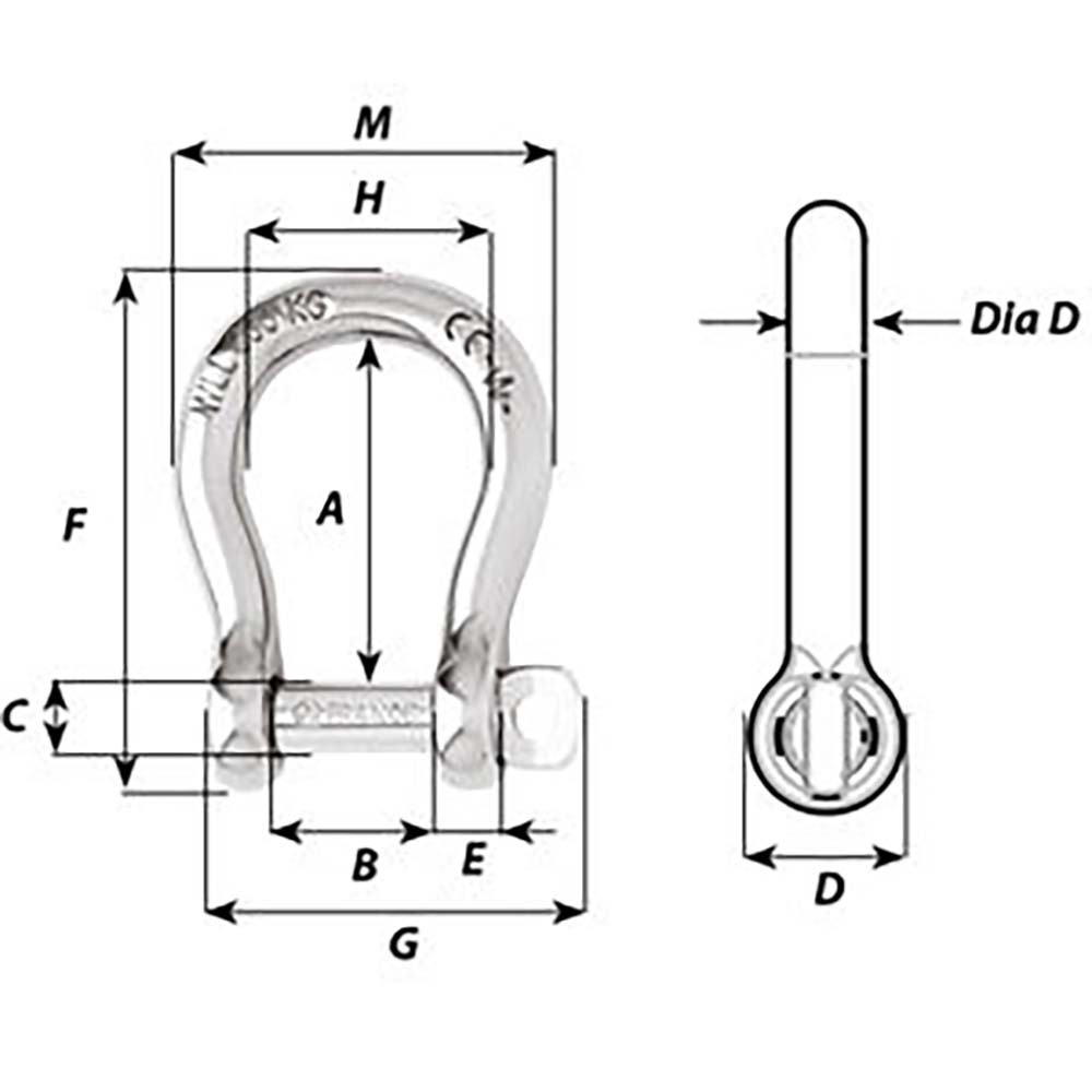 Wichard Self - Locking Bow Shackle - Diameter 12mm - 15/32" - Marine Parts OnlySailingWichard Marine