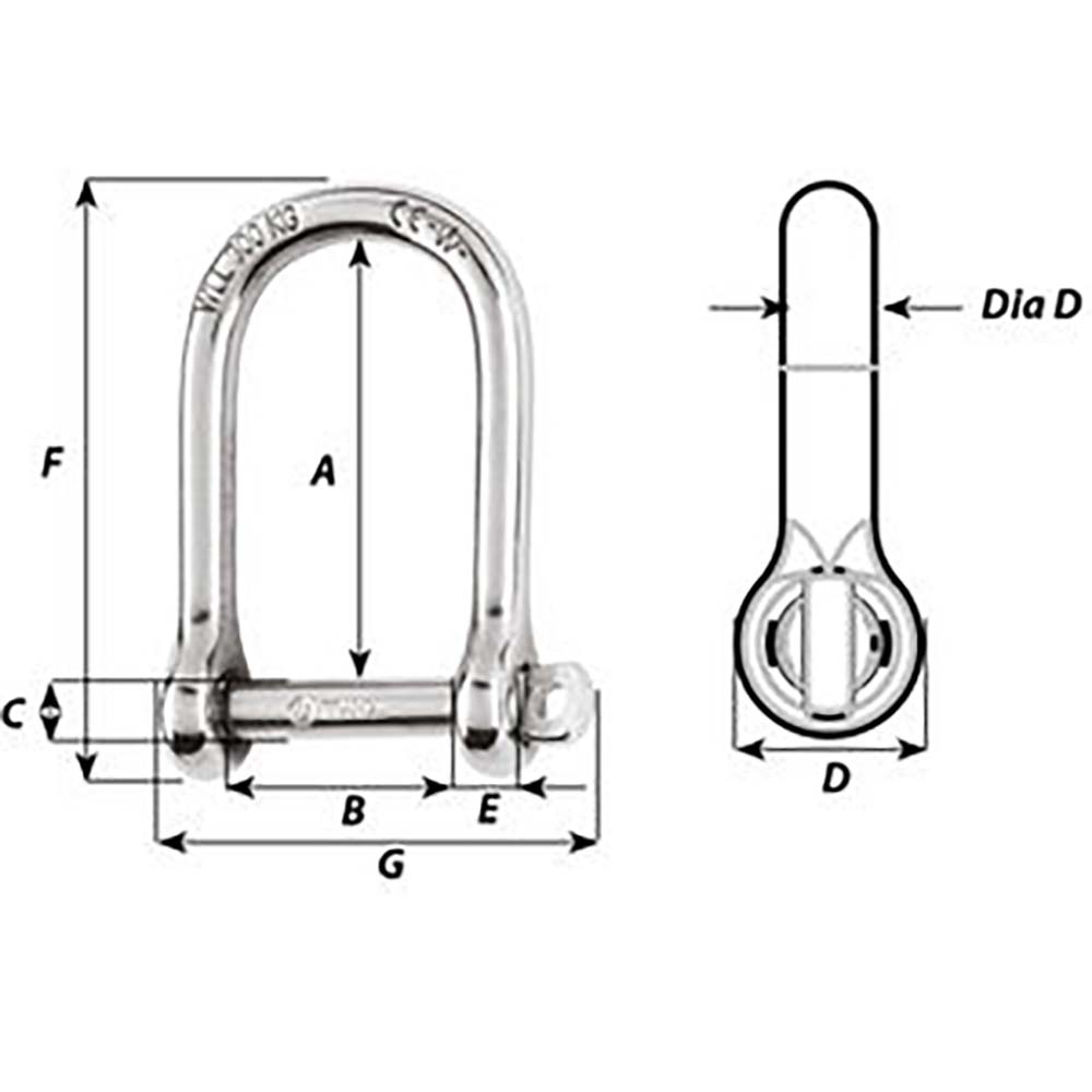 Wichard Self - Locking Large Shackle - Diameter 5mm - 3/16" - Marine Parts OnlySailingWichard Marine