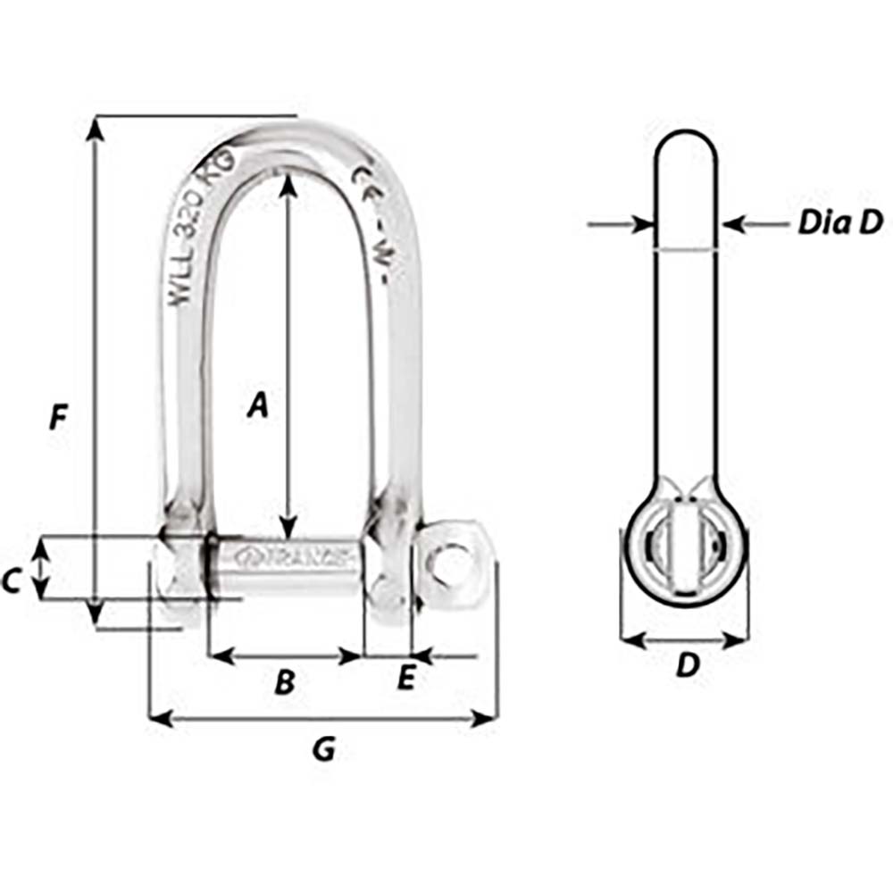 Wichard Self - Locking Long D Shackle - Diameter 6mm - 1/4" - Marine Parts OnlySailingWichard Marine