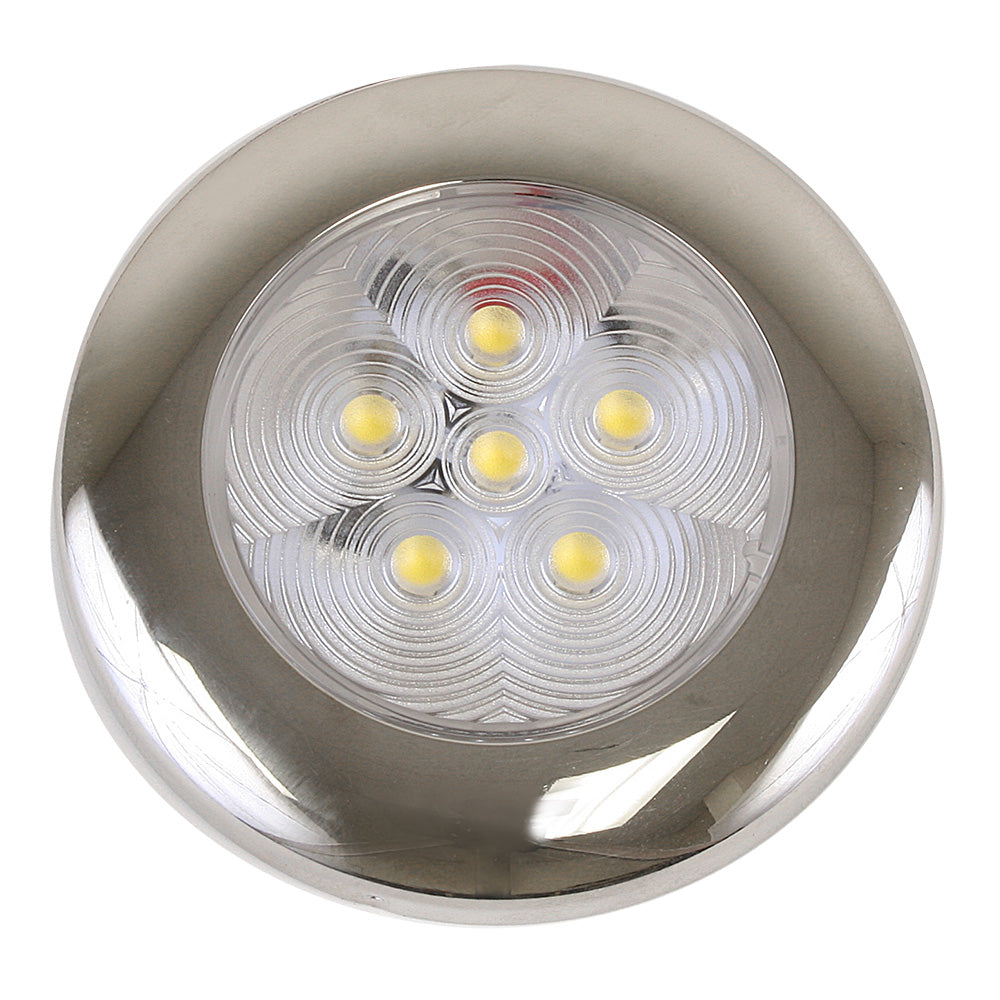 Scandvik B3 Surface-Mount Downlight 41320P, Cool White, Stainless Steel Trim, IP67, 10-30 VDC