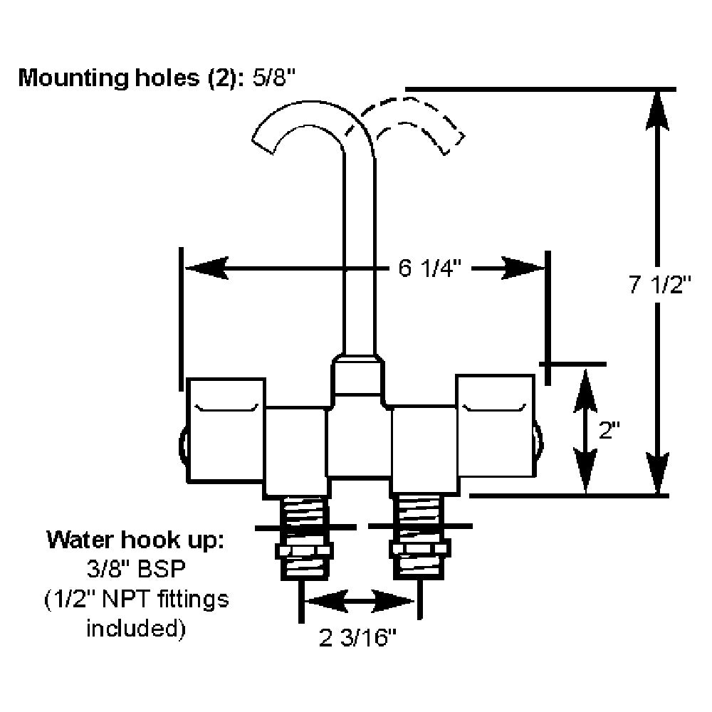 Scandvik Chrome Folding Spout Mixer with High-Reach Spout and 90-Degree Swivel