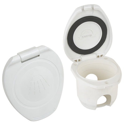 Scandvik Replacement White Cup & Cap for Recessed Shower - Durable Nylon Construction and Water Seal