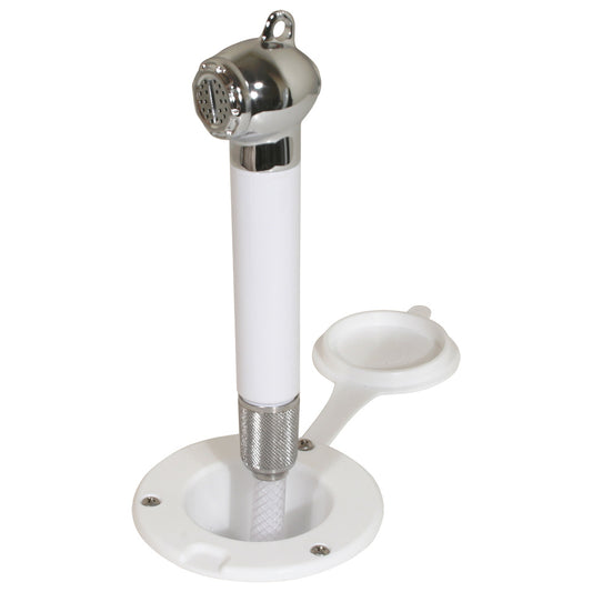 Scandvik Recessed Transom Shower with 6 Ft. Hose – White – Easy Install Marine Shower Fixture