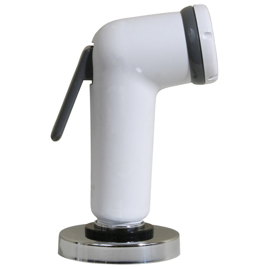 Scandvik Straight Handle Pull Out Sprayer with 6 ft. Hose – White Marine Spray Head with Lock and Countertop Holder