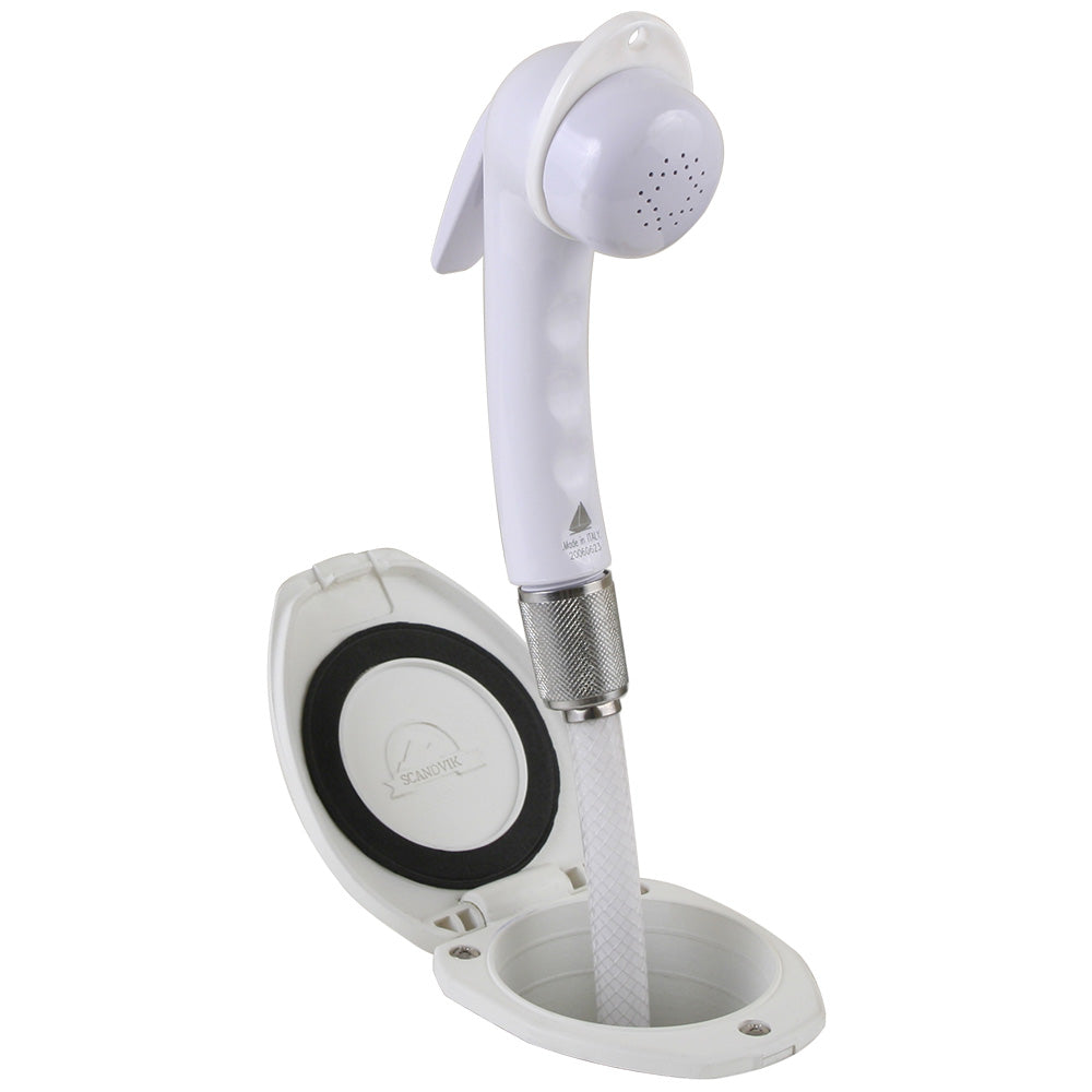 Scandvik Recessed Shower with 6-ft White Hose and Euro Trigger Sprayer – Easy Install, Durable ABS & Chrome Components