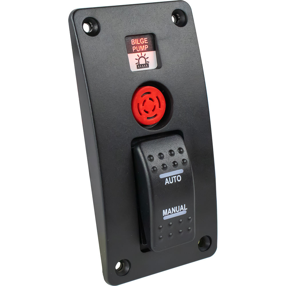 Sea-Dog 423037-1 Bilge Pump Water Alarm Panel with Automatic/Manual Switch, 12V Black ABS