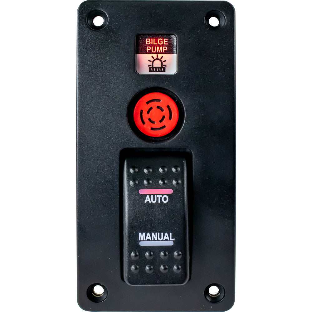 Sea-Dog 423037-1 Bilge Pump Water Alarm Panel with Automatic/Manual Switch, 12V Black ABS