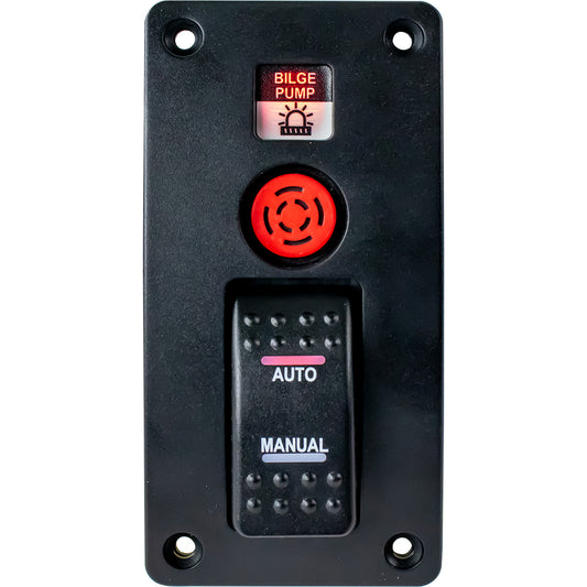 Sea-Dog 423037-1 Bilge Pump Water Alarm Panel with Automatic/Manual Switch, 12V Black ABS