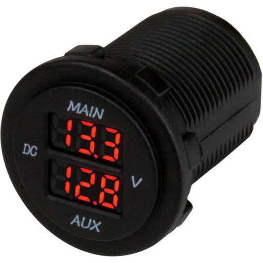 Sea-Dog Round Dual Voltage Meter 10-48VDC with Rainbow Dial, Part Number 421616-1