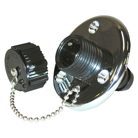 T-H Marine Washdown Valve with Chrome Base – Durable Marine Washdown Fitting with Shutoff and Standard Garden Hose Thread