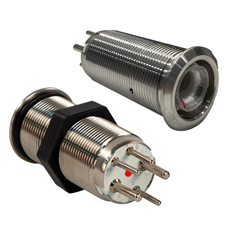 Bluewater 9057-1113 19mm Marine Grade Inrush Push Button Switch, Off/On, Blue/Red LED