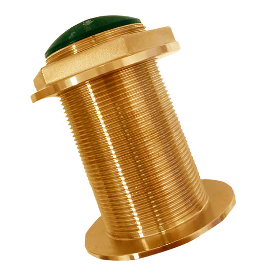 Echonautics Bronze Low-Profile Thru-Hull Medium-Frequency CHIRP Transducer - 600W, 18° Tilt, 80-130kHz for Marine Fishfinding