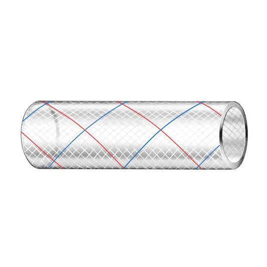 Trident Marine 3/4 Inch x 50 Feet Clear Reinforced PVC Hose Tubing with Red & Blue Tracer