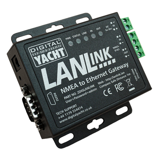 Digital Yacht LANLink NMEA 0183 to Ethernet Gateway - Marine Data Integration Device