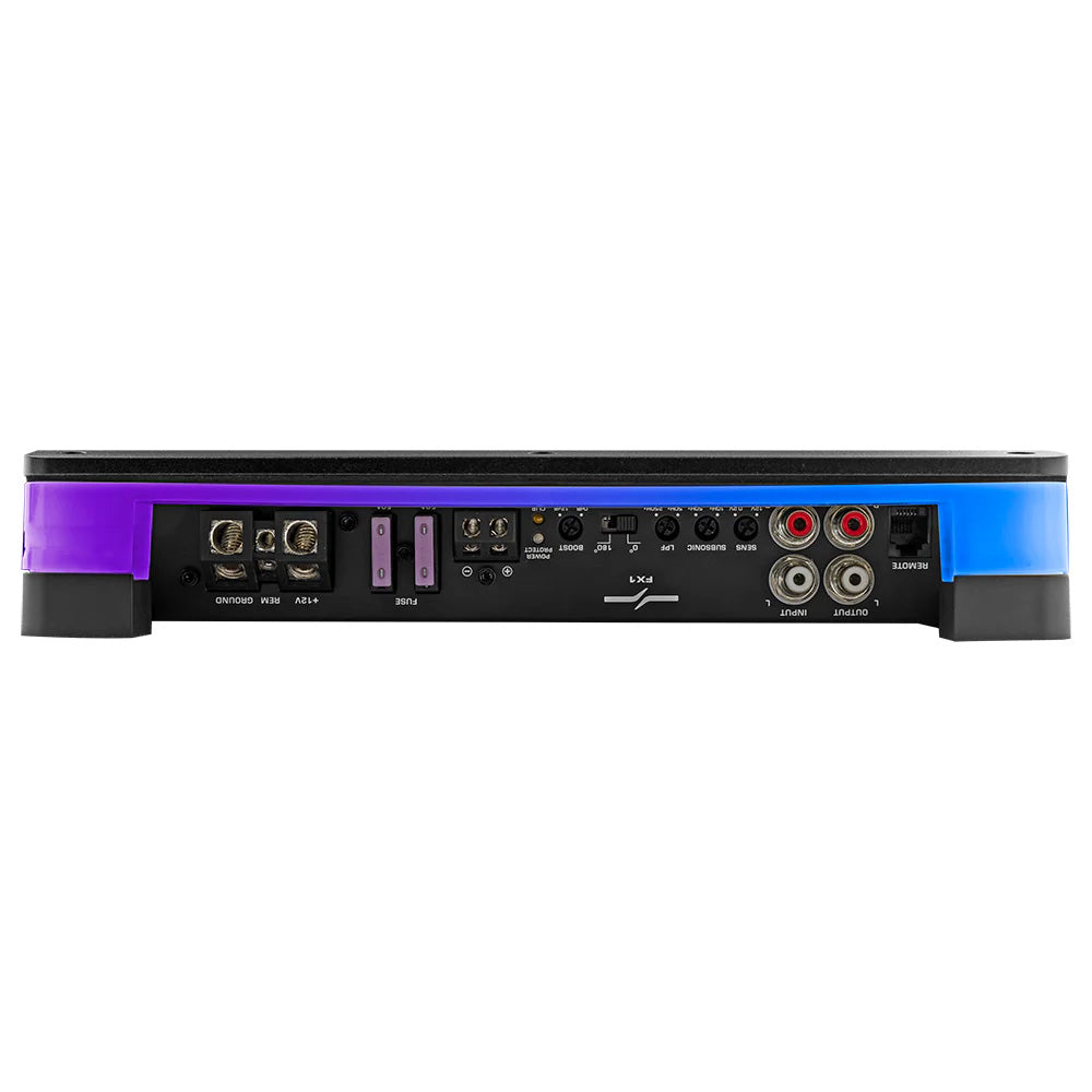 DS18 Audio FX1 Flush & Surface Mount 1-Channel Class D Monoblock Amplifier with RGB LED Lights and 900W RMS Power