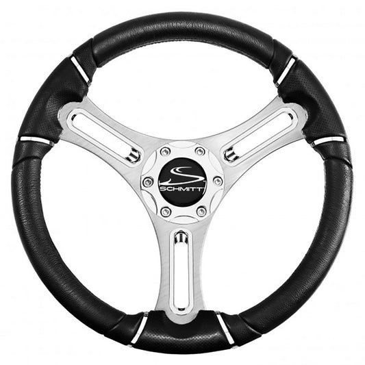 Schmitt Marine Torcello 14-Inch 04 Series Polyurethane Steering Wheel with Chrome Trim and Brushed Spokes, 3/4-Inch Tapered Shaft