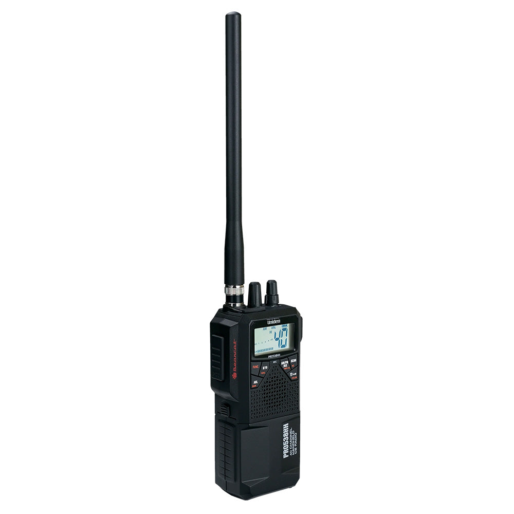 Uniden PRO538HHFM Handheld CB Radio with AM/FM, NOAA Weather Alerts and Dual-Color LCD