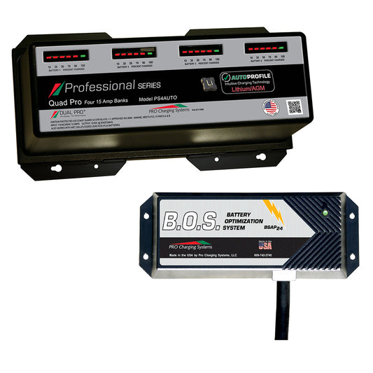 Dual Pro PS4AUTO/BOS12V2 4-Bank Lithium/AGM Battery Charger with 2-Bank B.O.S.