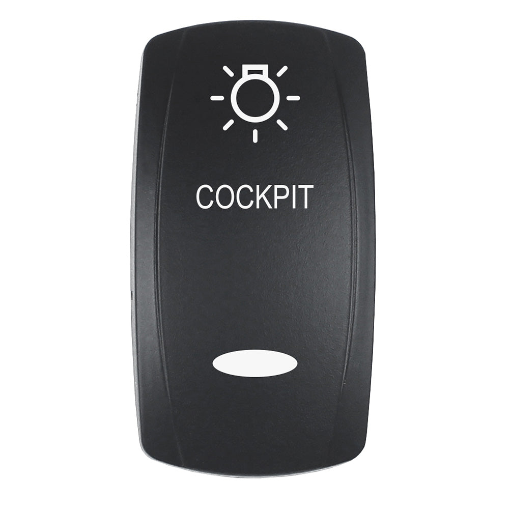 Pacer EV2LE-CKPT COCKPIT Actuator for V Series Contura Switches, Black Laser-Etched, Top and Bottom Light