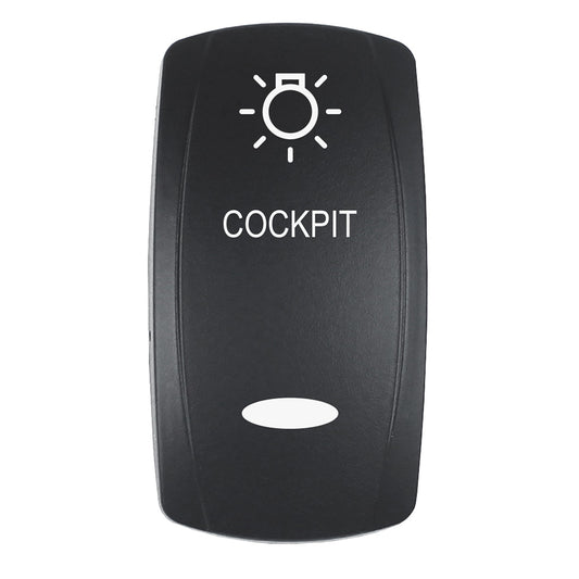 Pacer EV2LE-CKPT COCKPIT Actuator for V Series Contura Switches, Black Laser-Etched, Top and Bottom Light