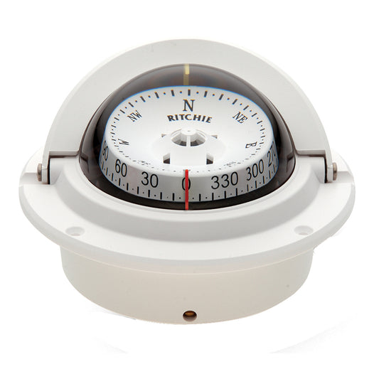 Ritchie F-83W Voyager Compass - Flush Mount with Green NiteVu Night Illumination and 3-Inch CombiDamp Dial