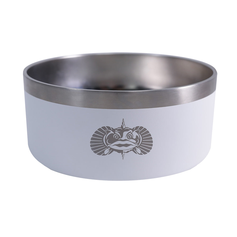 Toadfish Non-Tipping Dog Bowl with Lid, White, 6-Cup Stainless Steel Bowl