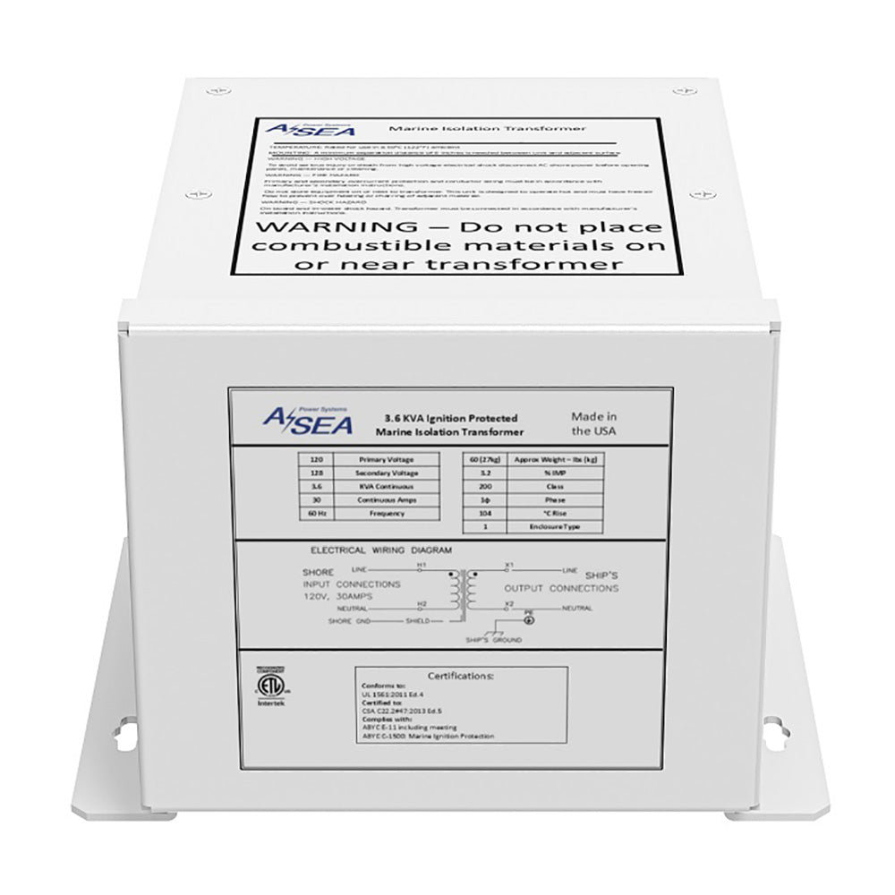 ASEA Power Systems 634003 3.6 kVA Marine Isolation Transformer, 120V 30A