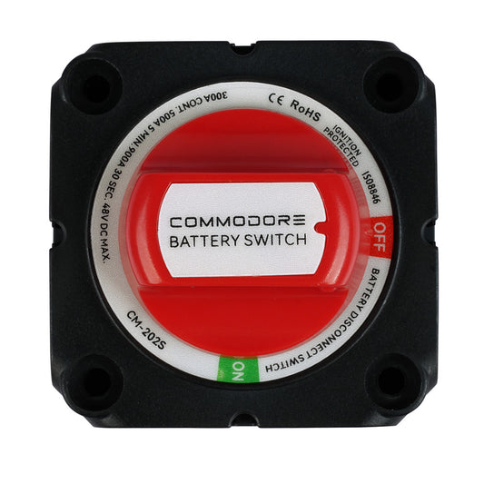 Commodore CM-202S On/Off Battery Disconnect Switch, 300A Marine and RV Battery Isolator