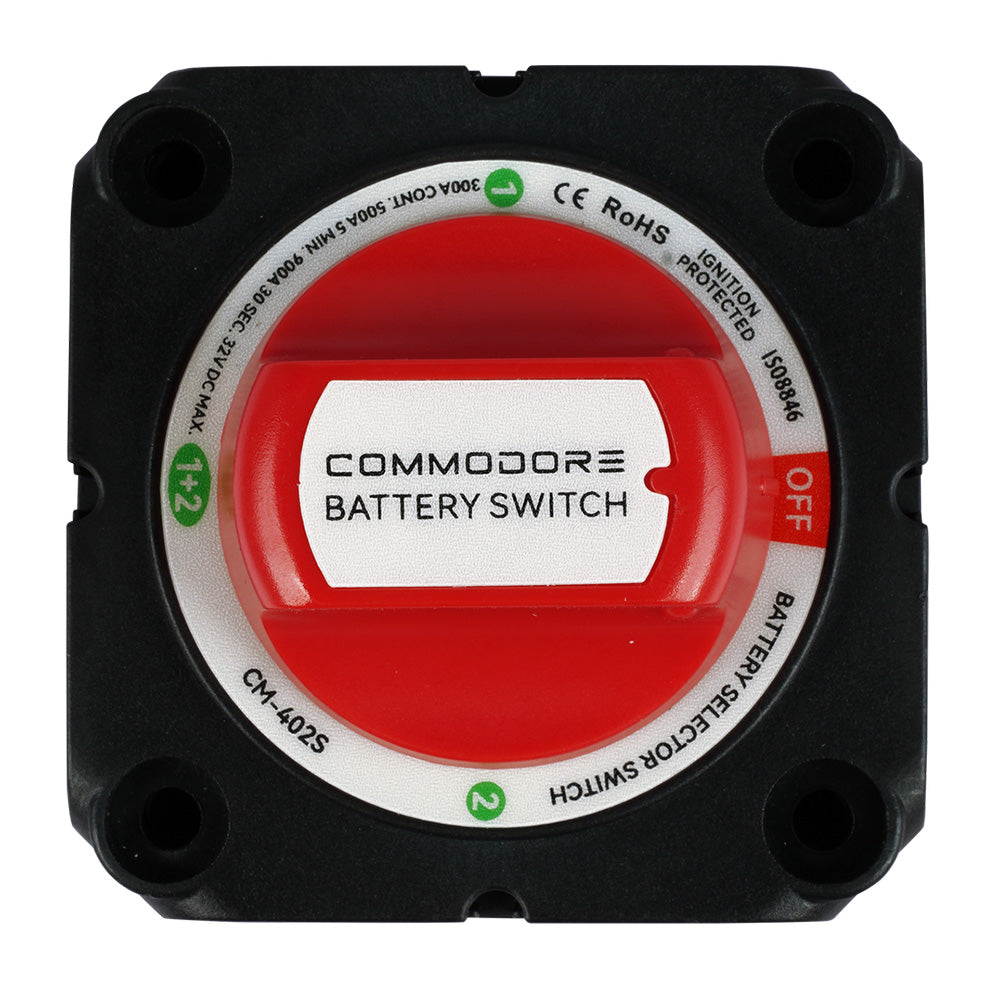Commodore CM-402S 4-Position Compact Dual Battery Selector Switch, 12–32V DC