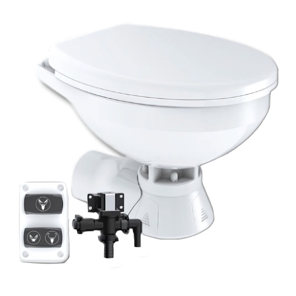 Commodore CM3RMT Quiet Flush Electric Marine Toilet with Rear Macerator and Solenoid Valve