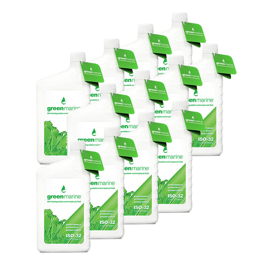 Power-Pole Green Marine ISO-32 Hydraulic Fluid Case (12 Quarts) – Eco-Friendly Biodegradable Hydraulic Oil