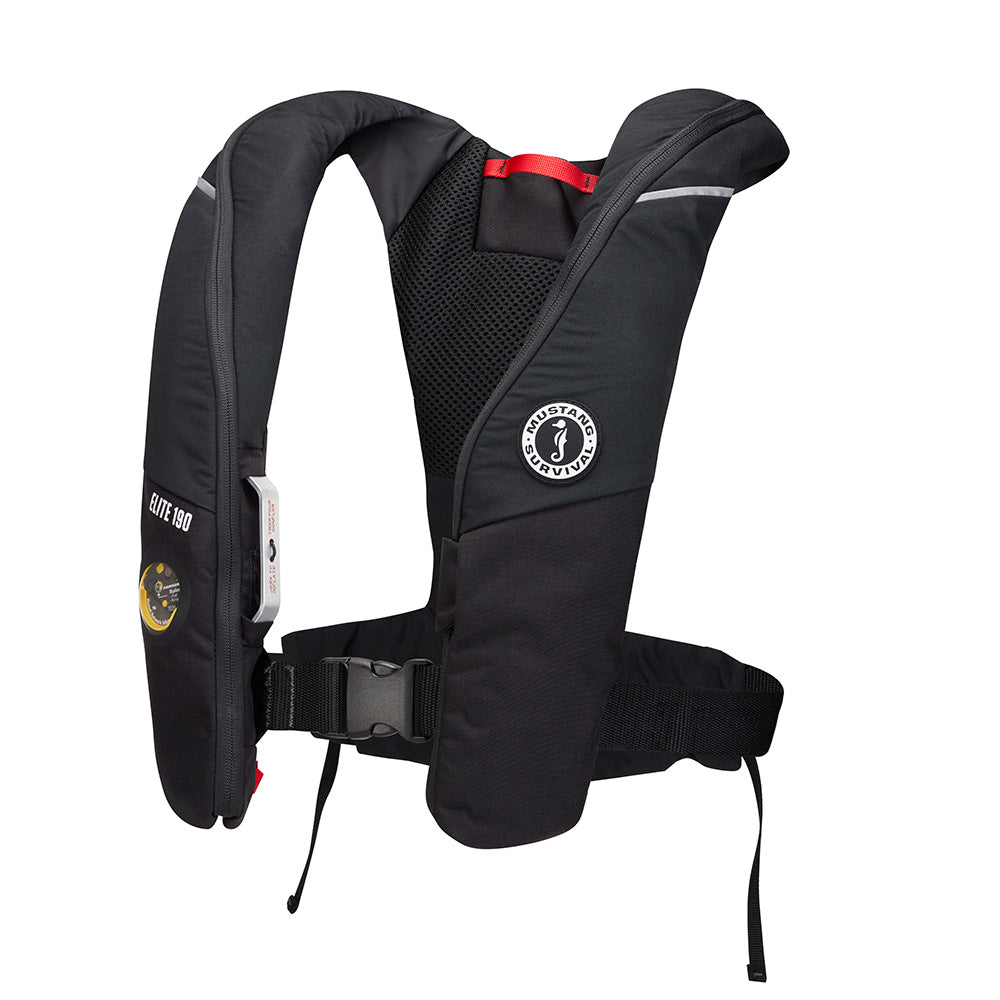 Mustang Survival Elite 190 Offshore Inflatable PFD - Black with Hammar MA1 Inflator and ADAPT Technology