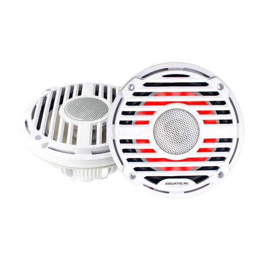 Aquatic AV PRO Classic PC410 6.5-Inch RGB Marine Speakers, White, 120W Pair