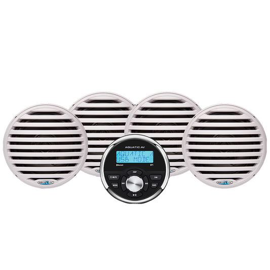 Aquatic AV EG200 Economy Gauge Marine Stereo and 6.5-Inch Speaker Kit, White