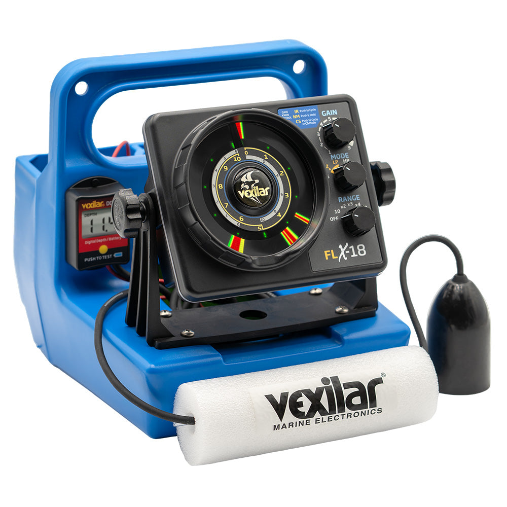 Vexilar FLX-18 Genz Pack Ice Fishing System with 12 Degree Ice-Ducer and Digital Depth Gauge