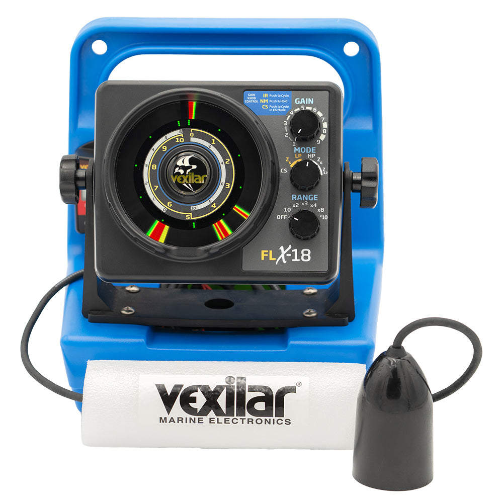 Vexilar FLX-18 Genz Pack Ice Fishing System with 12 Degree Ice-Ducer and Digital Depth Gauge