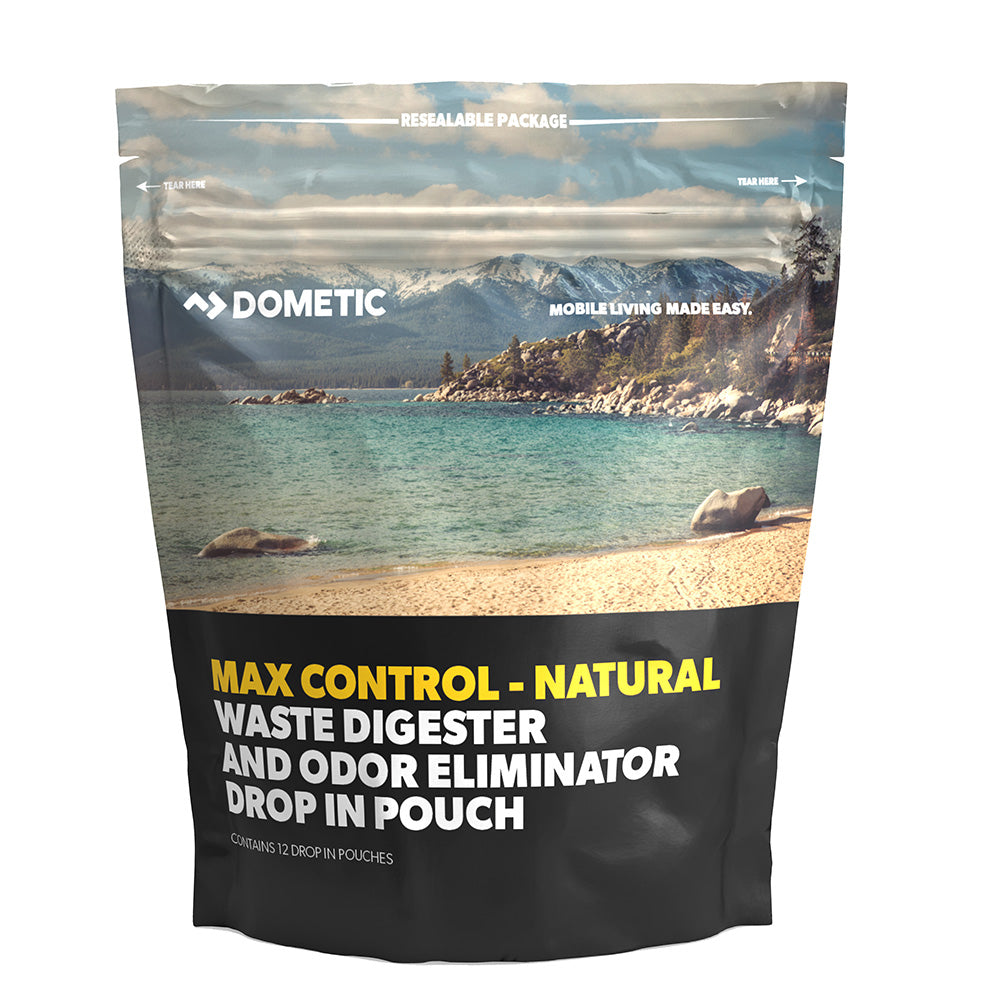 Dometic Max Control Waste Digester & Odor Eliminator Drop-In Pouch – 12 Pack for Portable & Gravity Toilets