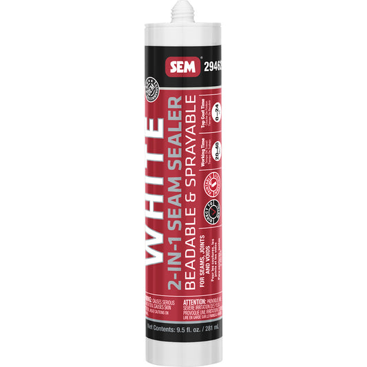 SEM 2-IN-1 Seam Sealer, 9.5 oz Tube, White – Part 29462